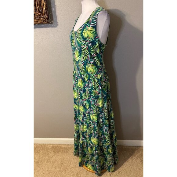 Lands End Maxi Tiered Dress 1X Stretch Cotton Modal Floral Washable NEW - Picture 6 of 14